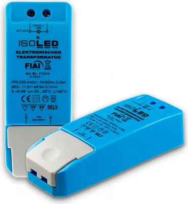Produktbild von ISOLED 111213 LED Trafo 12V/AC, 0-70VA, dimmbar, SELV