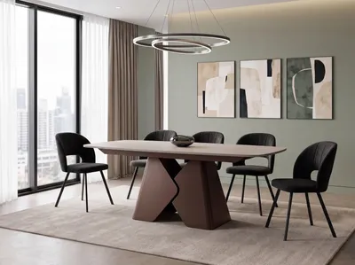 Produktbild von Rechteckiger Esstisch Ausziehbar – Verlängerbar bis 270 cm – 180 x 90 cm XXL Esszimmertisch mit Braunem Metallgestell – für 6-10 Personen – Kaschmir