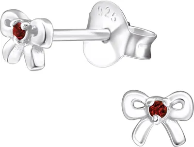 Produktbild von Ohrringe Ohrstecker 925 Sterling Silber Schleife mit Zirkonia in verschiedenen Farben Farbe - Rot
