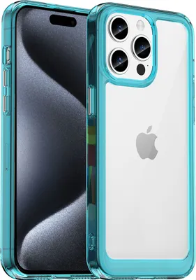 Produktbild von iPhone 15 Pro Hülle, Klar Rückseite Stoßfeste TPU Silikon Bumper Schutzhülle für iPhone 15 Pro Hellblau