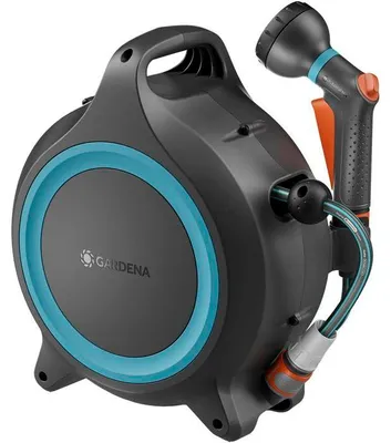 Zdjęcie produktu dla Przenośny automatyczny zwijacz węża – GARDENA – MoveMatic – Wąż o długości 12,5 m i średnicy 8,5 mm + wąż przyłączeniowy o długości 1,5 m + pistolet zraszający