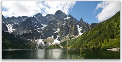 Produktbild von Glasbilder 120x60 Wandbild Druck auf Glas Gebirge Berg See Wald Landschaft