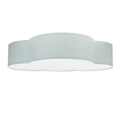 Produktbild von Deckenlampe Kinderzimmer 62 cm lang für 4x E27 Stoff Grau Wolkenlampe Kinderzimmerleuchte Deckenleuchte