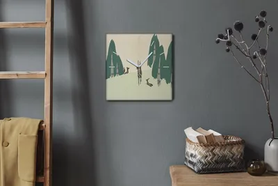 Produktbild von Coloray Hodiny Unikátní 30x30 cm  Tiché hodiny Pro obývací pokoj a kuchyň Nástěnné hodiny Plátno Bílé ručičky hodin - Lesní zvířata