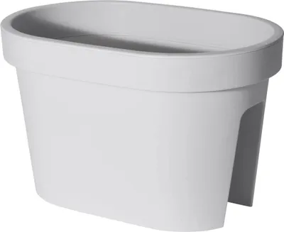Produktbild von Balkon Geländer Blumentopf oval - grau / 40 cm - Geländer Pflanztopf Blumenkasten zum Einhängen