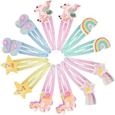 Produktbild von Glitzernde Haarspeldchen für Mädchen, 12er Set, Kinderhaaraccessoires, Regenbogen-Blumen-Haarspeldchen, kleine Haarspeldchen für Mädchen.