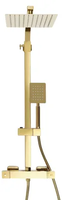 Produktbild von Duschsystem, 20 cm Kopfbrause, Thermostatsteuerung, Gold
