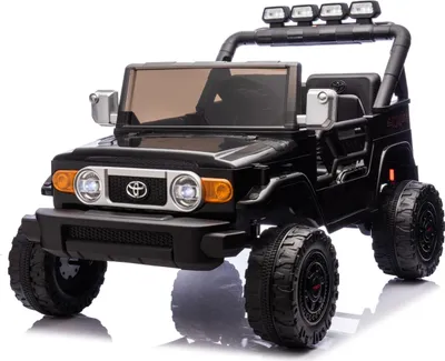 Obrázek produktu pro Elektrické dětské auto Toyota FJ Cruiser XXL s pohonem 4x4, licencované (dvoumístné), černé, přenosná lithiová baterie, vysoký podvozek, dvě sedadla, zadní odpružení, dálkové ovládání 2,4 GHz, MP3 přehrávač s Bluetooth, LED světla