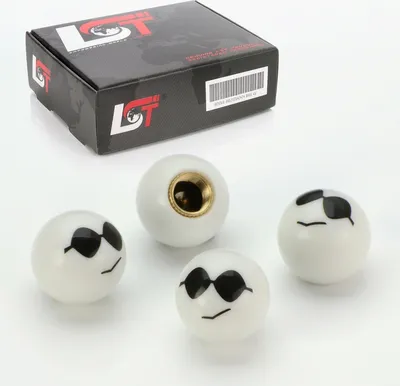 Produktbild von 4x Reifen Ventilkappen Kappe Smiley Sonnenbrille Weiß für HONDA SUZUKI LEXUS