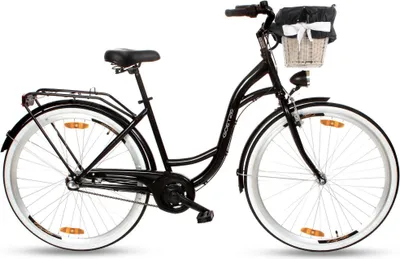 Produktbild von Goetze Style 28 Zoll City Bike, 18 Zoll Stahl Tiefeinsteiger, 3-Gang Shimano Nexus, Rücktrittbremse & V-Brake , LED-Beleuchtung, Rattankorb