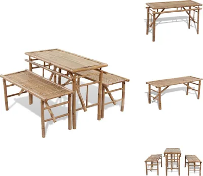 Produktbild von vidaXL Biertisch mit 2 Bänken 100 cm Bambus - Gartenmöbel-Sets
