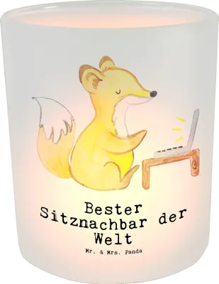 Produktbild von Mr. & Mrs. Panda Windlicht Glas Fuchs Bester Sitznachbar der Welt - Transparent - Geschenk, Teelichthalter, Mitschüler, Seminar, Geschenkidee, Kommilitone, Hochschule