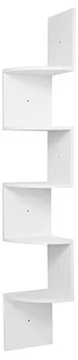 Immagine prodotto di Scaffale da parete con 5 ripiani per libri, CD e DVD | Bianco | 25x156x25 cm