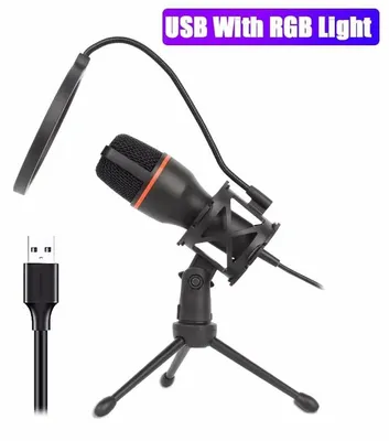 Produktbild von USB-Kondensator-Mikrofon mit Nierencharakteristik für PC, Laptop, Gaming, Streaming und Podcast-Aufnahmen - USB mit RGB