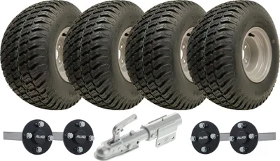 Image de 18x9.50-8 Twin Axle ATV Knobby Trailer Kit Wheels, ALKO Axles Swivel Hitch 408kg