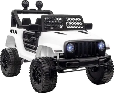 Produktbild von HOMCOM Elektroauto für Kinder ab 3 Jahren, 12-V-Batterie-Geländewagen mit 2 Motoren, 2,4-G-Fernbedienung, Scheinwerfer, Hupe, einstellbare Geschwindigkeit, Belastung 30 kg, 100 x 65 x 72 cm, Weiß
