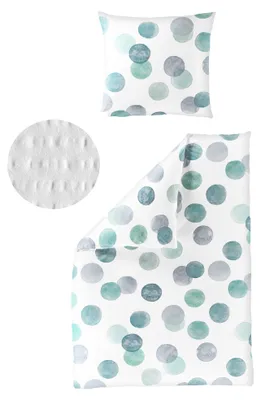 Produktbild von Bettwäsche Bierbaum Seersucker 4072-30 grün Kreise Dots 135x200
