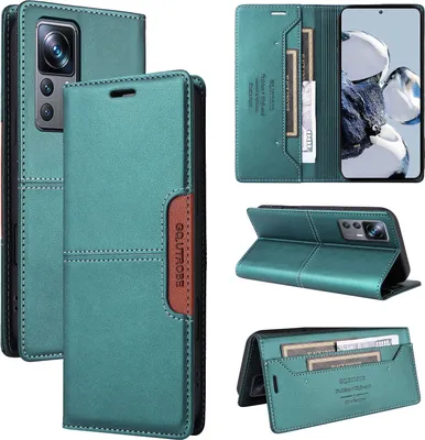 Obrázek produktu pro Pouzdro pro Xiaomi 12T / 12T Pro, kožené flipové peněženkové pouzdro s přihrádkou na karty a stojánkem Zelený