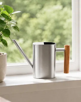 Gießkanne 500 ml, silber, Metall, lange Tülle, für Zimmerpflanzen