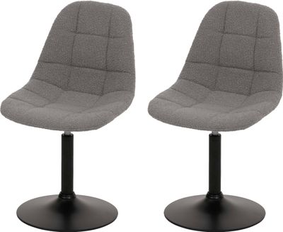 sada 2 jídelních židlí HWC-A60, kuchyňská otočná židle, ocel Tkanina /textil bouclé (450g/m²)  šedá