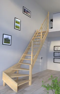 Produktbild von Holztreppe Korfu 1/4 gewendelter Ausführung rechts-Holz-Holz Design Geländer-rechts-ohne Setzstufen