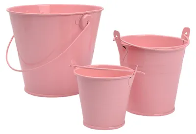 Produktbild von 3er-Set Miniatur-Eimer aus Blech im Maßstab 1:12, hängende kleine Eimer, Mehrzweck-Metalleimer mit Griff, Puppenhauszubehör