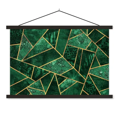 Produktbild von MuchoWow® Textilposter Smaragd - Gold - Abstrakt - Muster 150x100 cm mit schwarzem Rahmen - Schlafzimmer