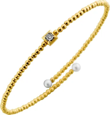 Produktbild von Perlen Armreif Gold 585 14K Natur Diamant 0.015ct. Süßwasserperlen 99