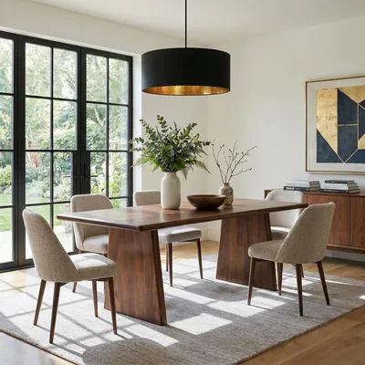 Produktbild von Esstisch GOA aus massivem Mangoholz 220 x 100 cm, Dunkelbraun - rechteckiger Esszimmertisch mit Brushed Finish, Küchentisch mit modernem Wangengestell und natürlicher Maserung, Platz für 8-10 Personen