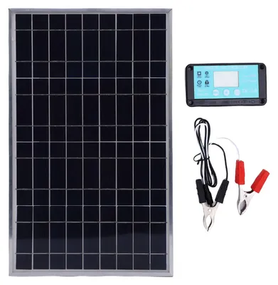 Obrázek produktu pro Sada regulátoru solárních panelů 100W s hliníkovým rámem Nabíječka solárních panelů a regulátor nabíjení 12V 10-50A pro obytný automobil Loď