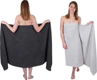 Produktbild von Betz 2 Stück XXL Badetücher 100 x 200 cm BERLIN  Saunatücher 100% Baumwolle Farbe – graphit-silbergrau