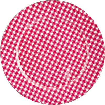 Produktbild von Runder Teller mit roten Quadraten 33cm