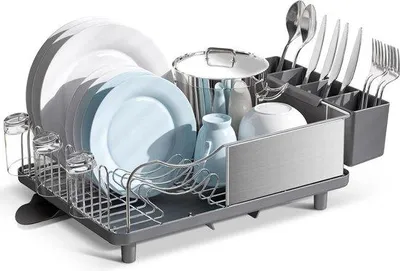 Produktbild von Edelstahl Abtropfschale grau mit 4 Fächern und Ablauftablett