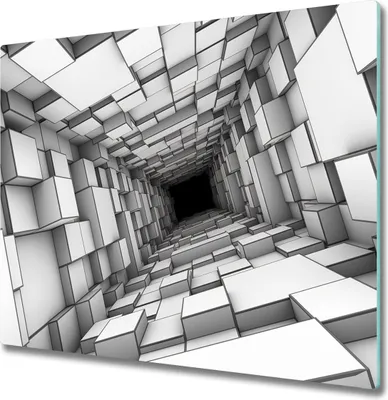 Produktbild von Glas Herdabdeckplatte 60x52 cm Spritzschutz Glasabdeckplatte Schneidebrett Würfel-Tunnel