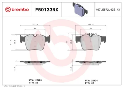 Produktbild von BREMBO Bremsbeläge Satz Hinten passend für MERCEDES-BENZ C-Klasse T-modell (S205) P50133NX