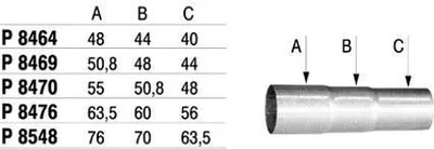 Produktbild von VEGAZ UR-035 Auspuffschelle Ø63,5mm Ø60mm Ø56mm