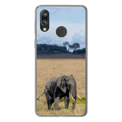 Produktbild von MuchoWow® Handyhülle Schutzhülle Hülle für Huawei P20 Lite (2020) Elefant - Gras - Tiere - Natur Silikon Softcase Handy Hülle - Kartenhalter