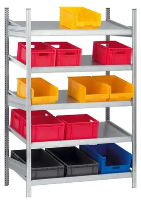 Produktbild von PROREGAL Kanbanregal Stecksystem MAGNUS Germany | HxBxT 200x130x60cm | 5 Ebenen | Fachlast 200kg | Verzinkt