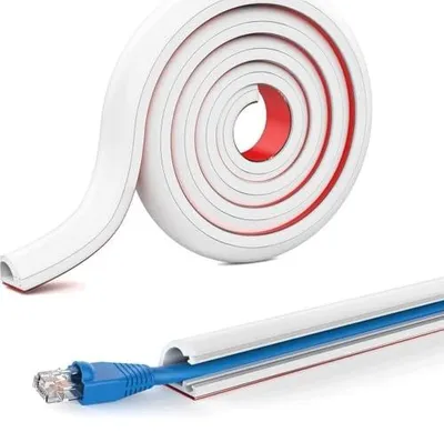 Zdjęcie produktu dla Kanał kablowy ścienny samoprzylepny elastyczny PVC 3 metry biały