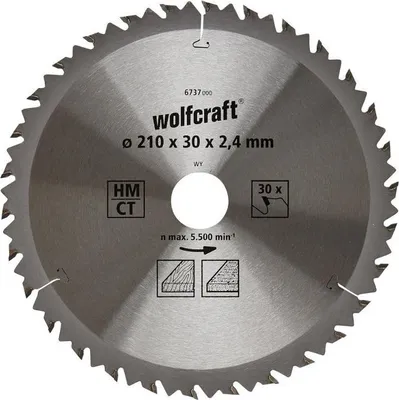 Immagine prodotto di lama circolare in metallo duro wolfcraft, 30 Z, Ø 210x30x 2,4 mm