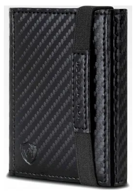 Produktbild von Slim Wallet mit XL Münzfach und RFID-Schutz - Mini Geldbörse für Herren und Damen - Kartenetui für Kreditkarten - Geldbeutel in Carbon-Schwarz