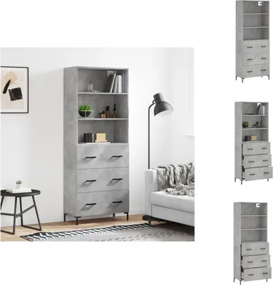 Produktbild von vidaXL Highboard Betongrau 69,5x34x180 cm Holzwerkstoff -  Sideboards