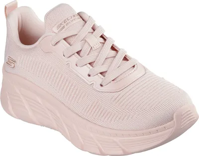 A single pink Skechers Bobs B Flex Hi sneaker is shown from a side-angle on a white background.