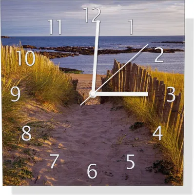 Produktbild von Wallario Design Wanduhr Weg durch die Dünen zum Meer an der Küste aus Aluverbund, Größe 30 x 30 cm