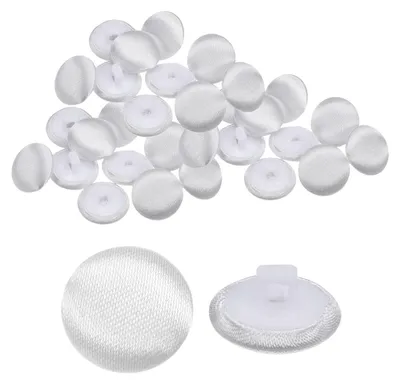 Image de Boutons en satin - 30 pièces - À coudre sur les vêtements et pour travaux manuels - 12,5 mm - Blanc