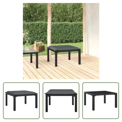 Produktbild von The Living Store Gartenhocker mit Kissen Schwarz und Grau Poly Rattan