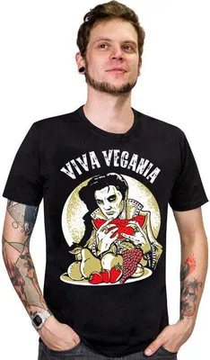 Produktbild von Veganer-Shirt T-Shirt Viva Vegania schwarz-gold-rot - XL
