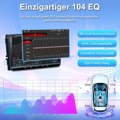 Imagen del producto de Radio para coche - Sistema de audio para automóvil - Estéreo - Reproductor multimedia - Sistema de navegación - Pantalla táctil de 9 pulgadas