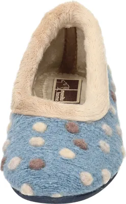 Produktbild von Manitu Damen Hausschuh Slipper Ballerina gepunktet Flauschstoff, Größe:41 EU, Farbe:Blau