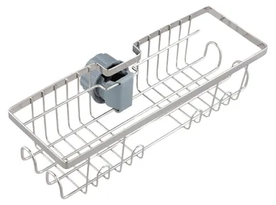 Productafbeelding van Douchehouder/opbergrek, roestvrij staal, zilver, 28x9.5x7 cm, zonder boren